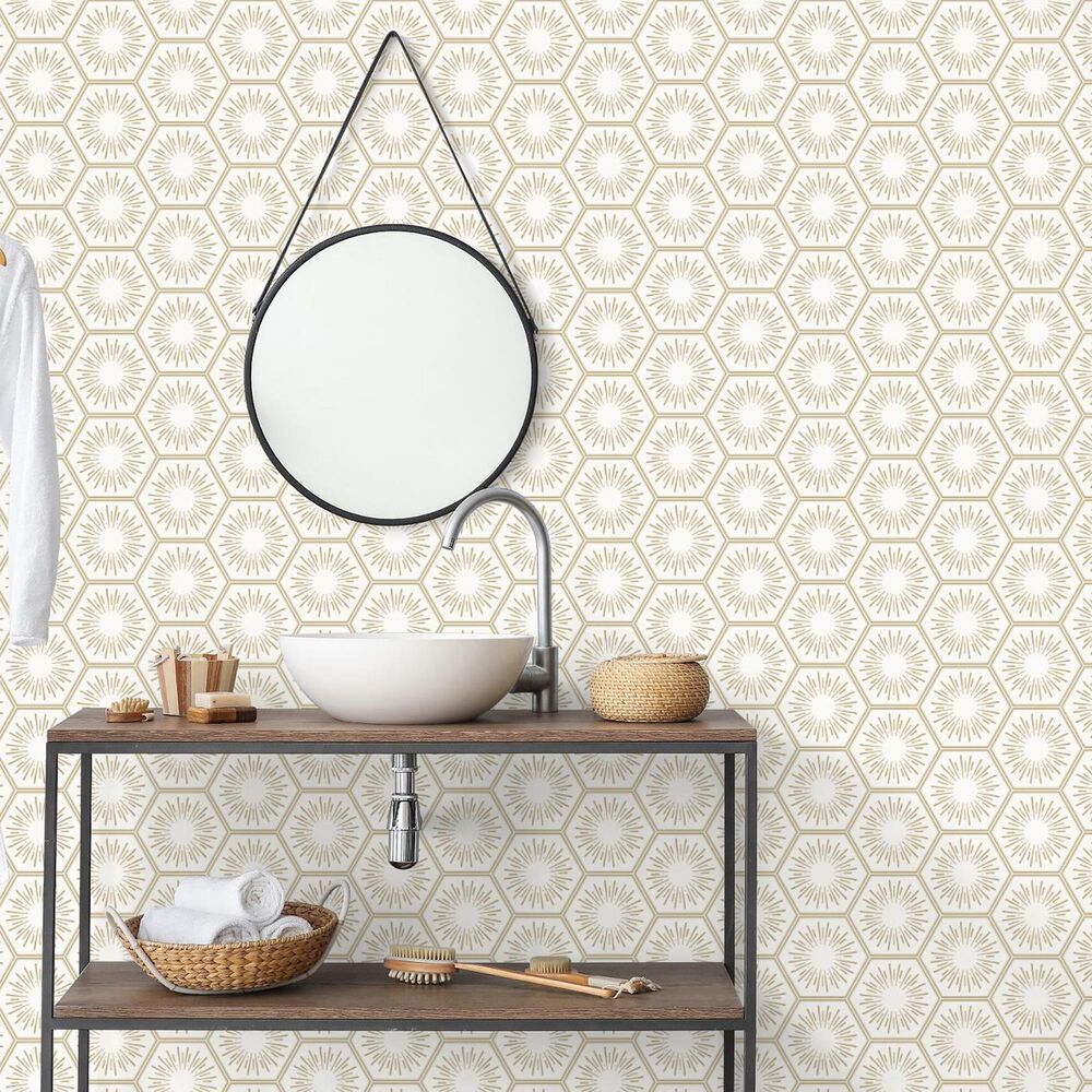Tempaper Hello Sunshine 198&quot; x 20.5&quot; Peel and Stick Wallpaper in Sunset Gold, , large