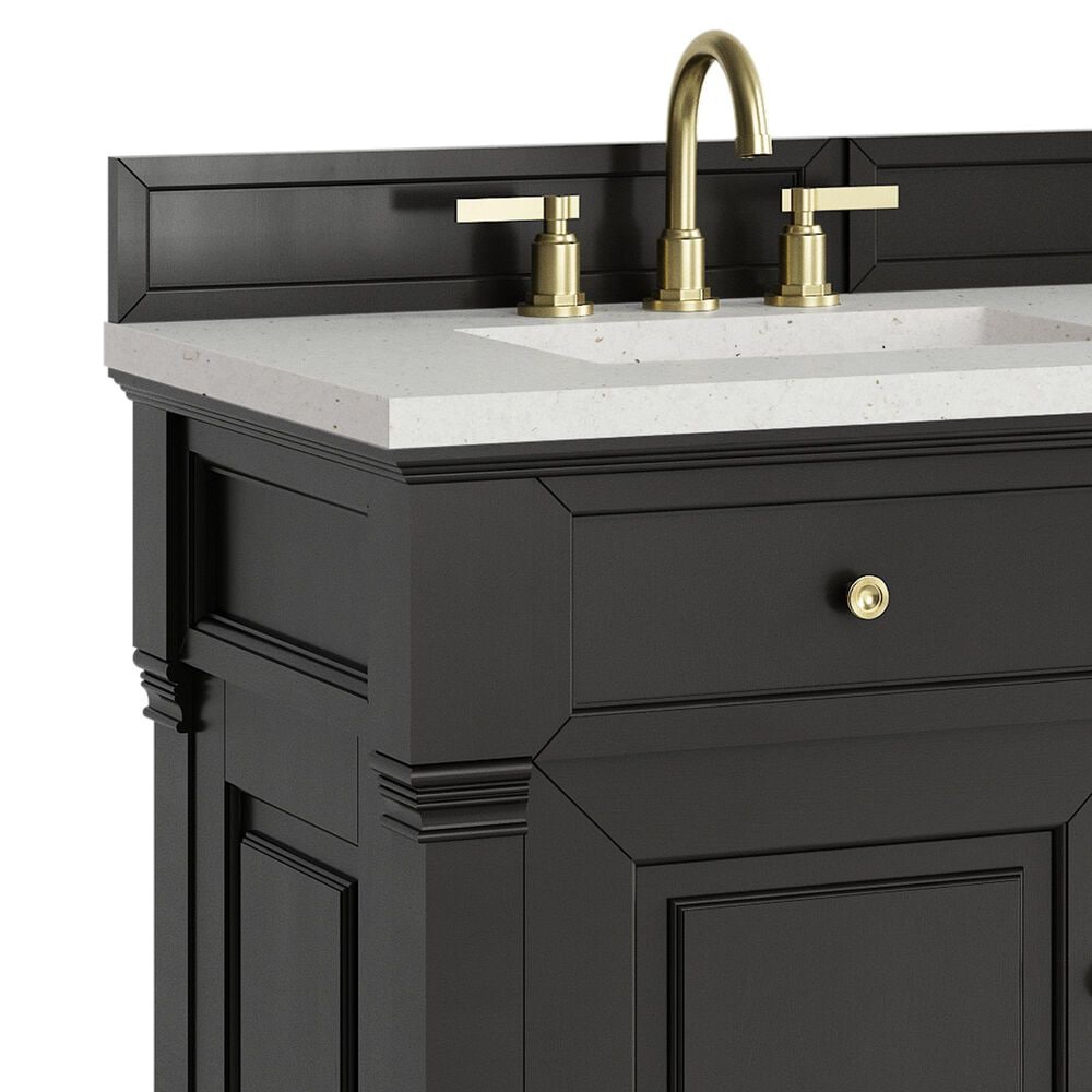 James Martin Vanities Brookfield 60&quot; Double Bathroom Vanity in Black Onyx with 3 cm Lime Delight Quartz Top and Rectangular Sinks, , large