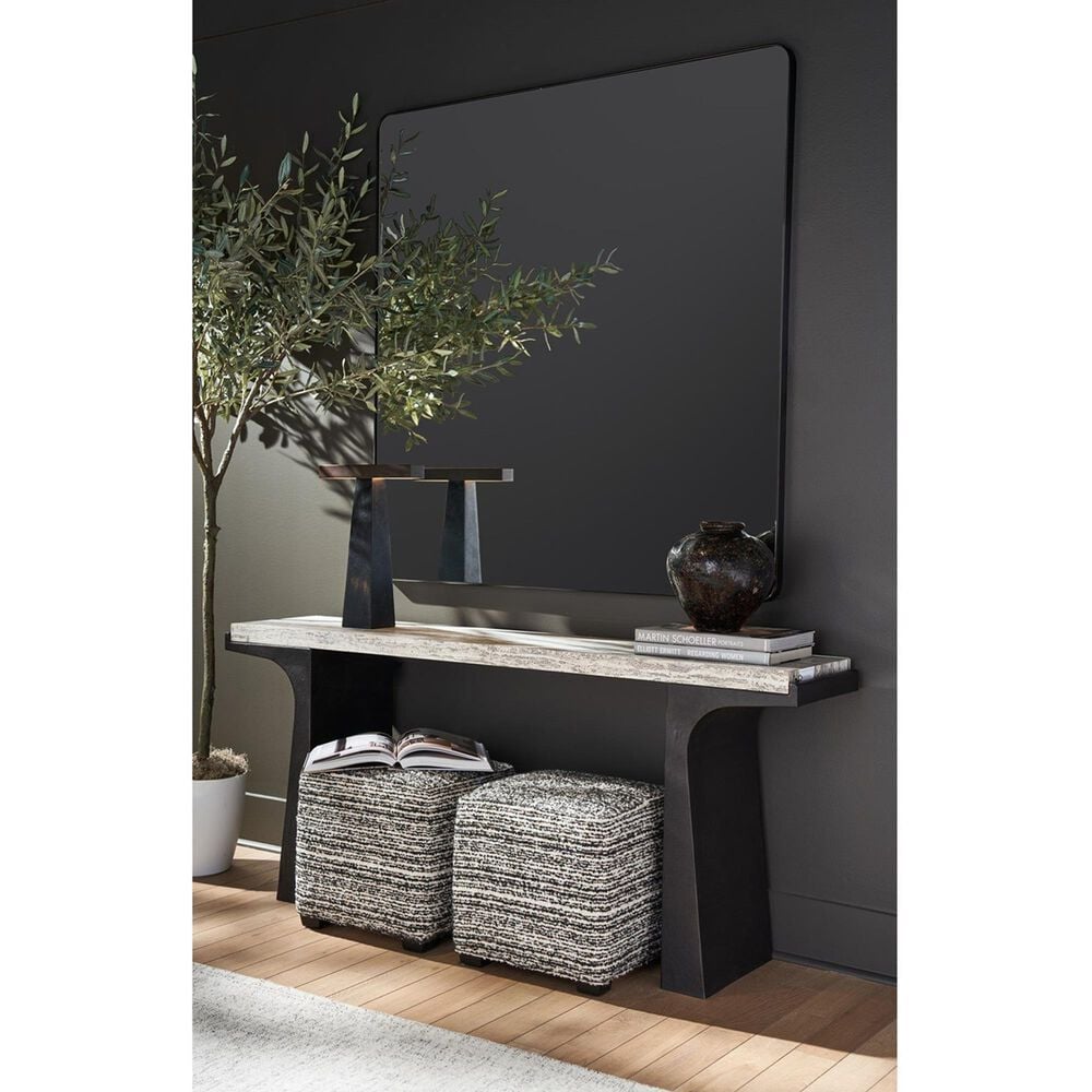 Furniture Worldwide Quill Console Table in White Travertine and Dark Bronze, , large