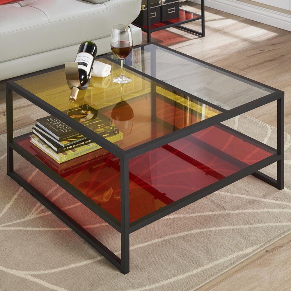 Furniture of America Audrina Glass Coffee Table in Multi-tone, , large