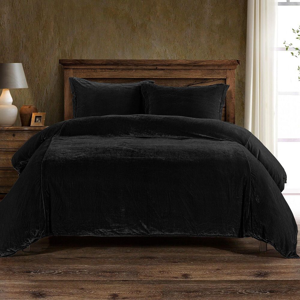 HiEnd Accents Stella 3-Piece Super King Duvet Set in Black, , large