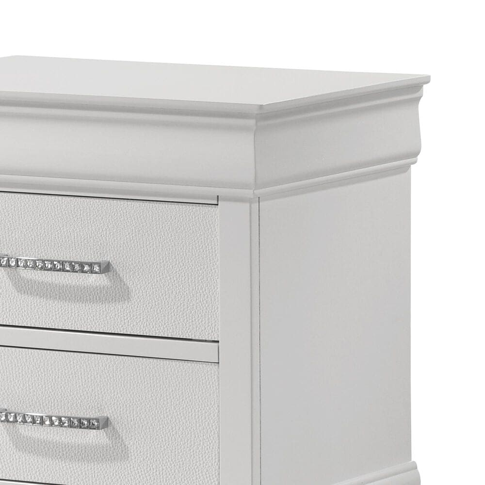 Crown Mark Amalia Queen Bed with Two Nightstands in White, , large