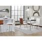 Lumisource Mason Swivel Counter Stool with White Cushion in Stainless Steel and Walnut (Set of 2), , large