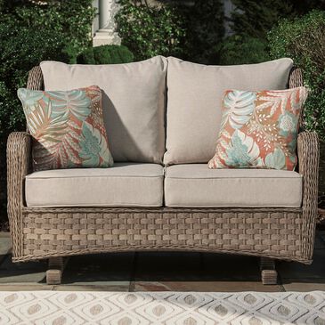 Signature Design by Ashley Clear Ridge Outdoor Loveseat Glider in Light Brown, , large