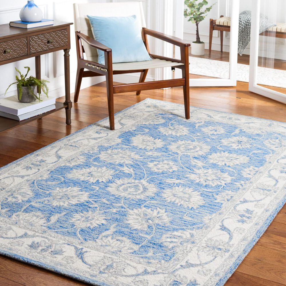 Safavieh Micro-Loop MLP536M 5&#39; x 8&#39; Blue and Ivory Area Rug, , large