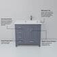 Lexora Home Jacques 36" Right Offset Single Bathroom Vanity in Dark Grey with 2 cm White Quartz Top and Rectangular Sink, , large