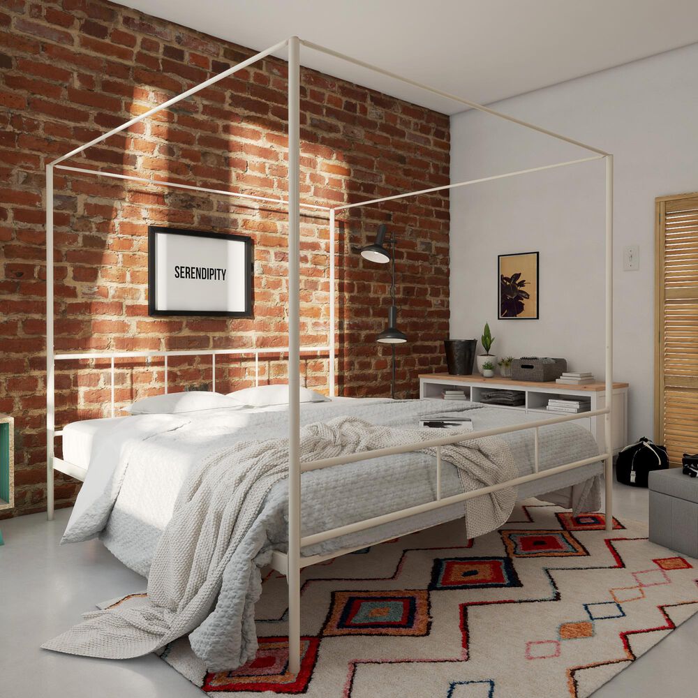 Novogratz Marion King Canopy Bed in White NFM