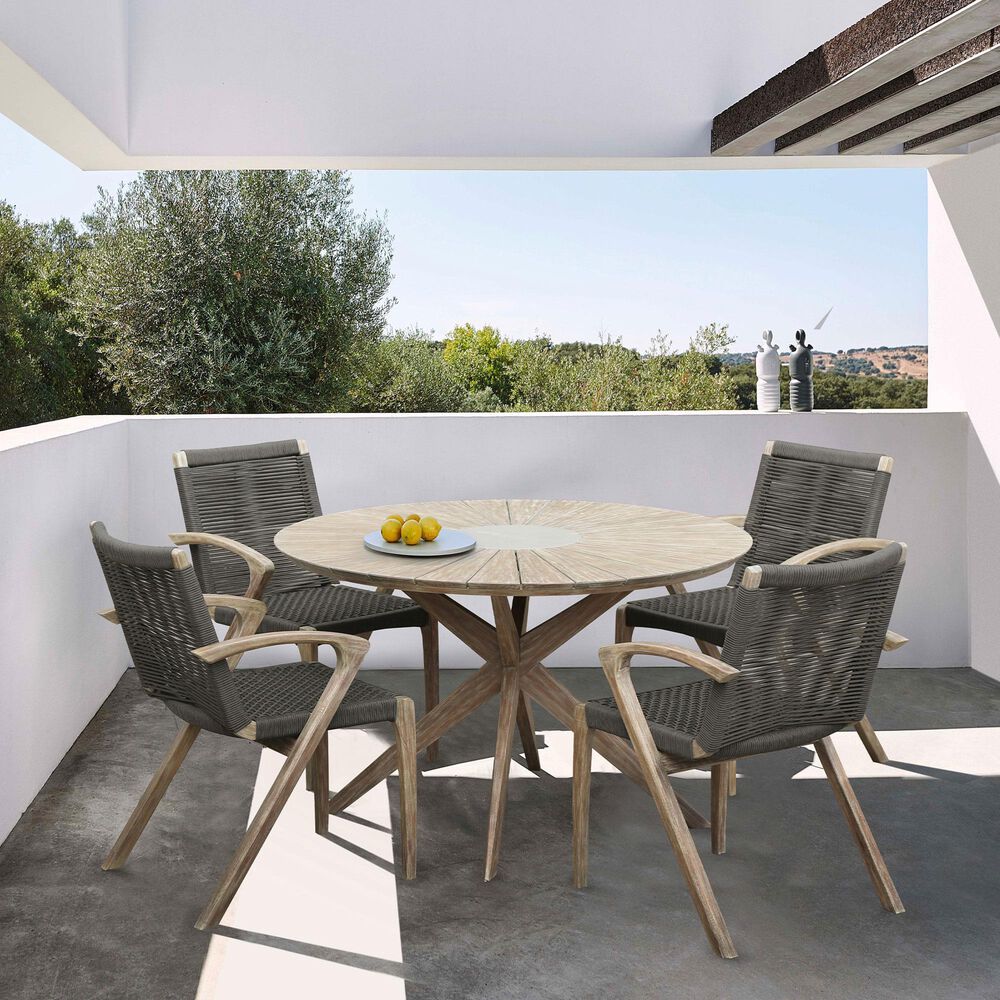 Armen Living Brielle Outdoor Dining Chair with Charcoal Rope in Light Eucalyptus (Set of 2), , large