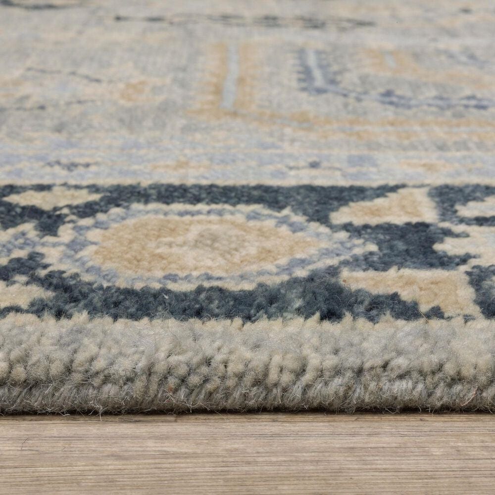 Oriental Weavers Majorca MAJ04 Grey and Blue 2&#39;6&quot; x 10&#39; Runner, , large