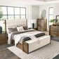 Ashley Marxmore King Upholstered Storage Bed with Two Nightstands in Brown, , large