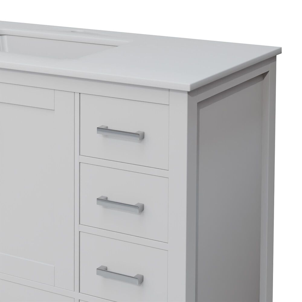 Lexora Home Jacques 48" Single Bathroom Vanity in White with 2 cm White Quartz Top and Rectangular Sink, , large