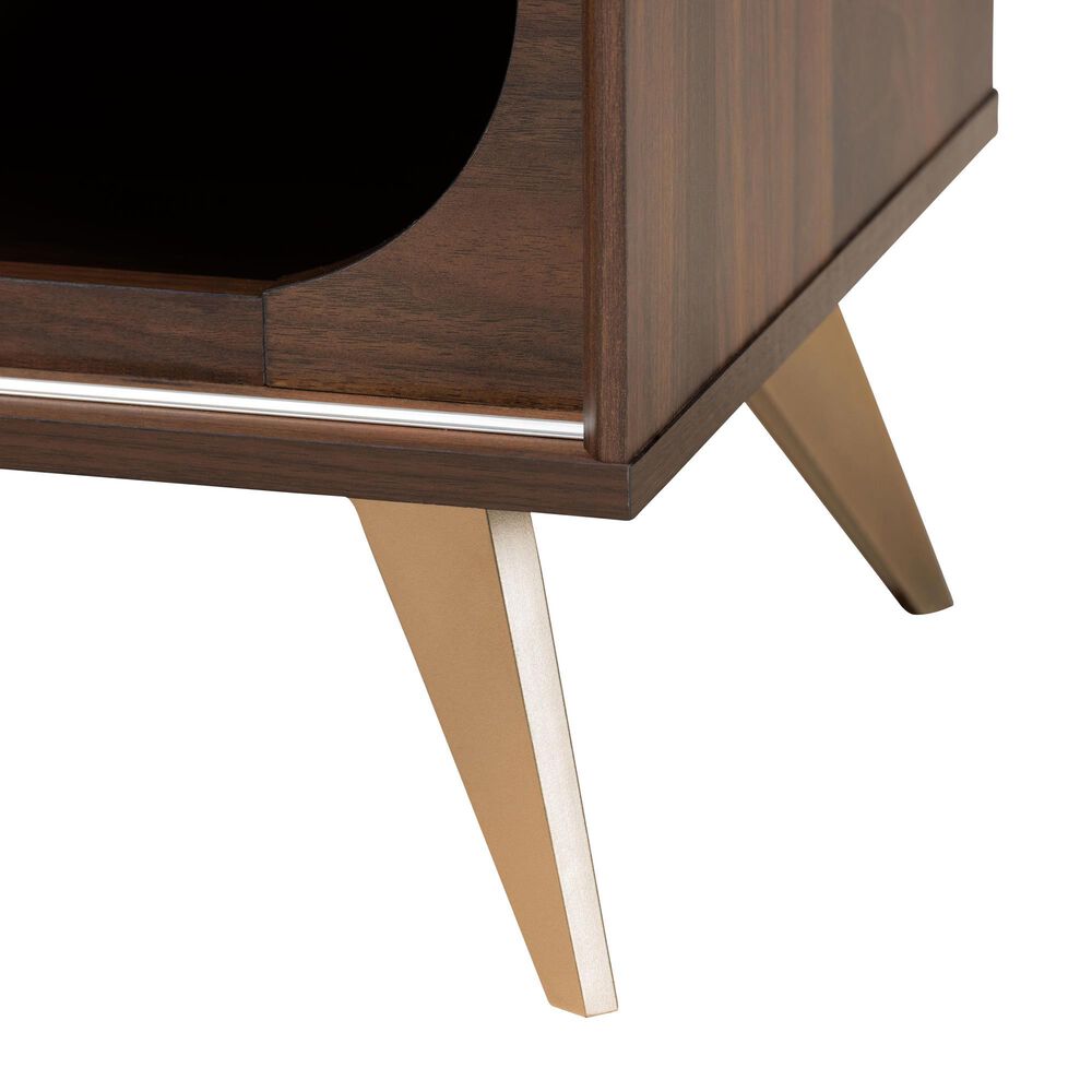 Baxton Studio Dena 63&quot; TV Stand in Walnut Brown and Gold, , large