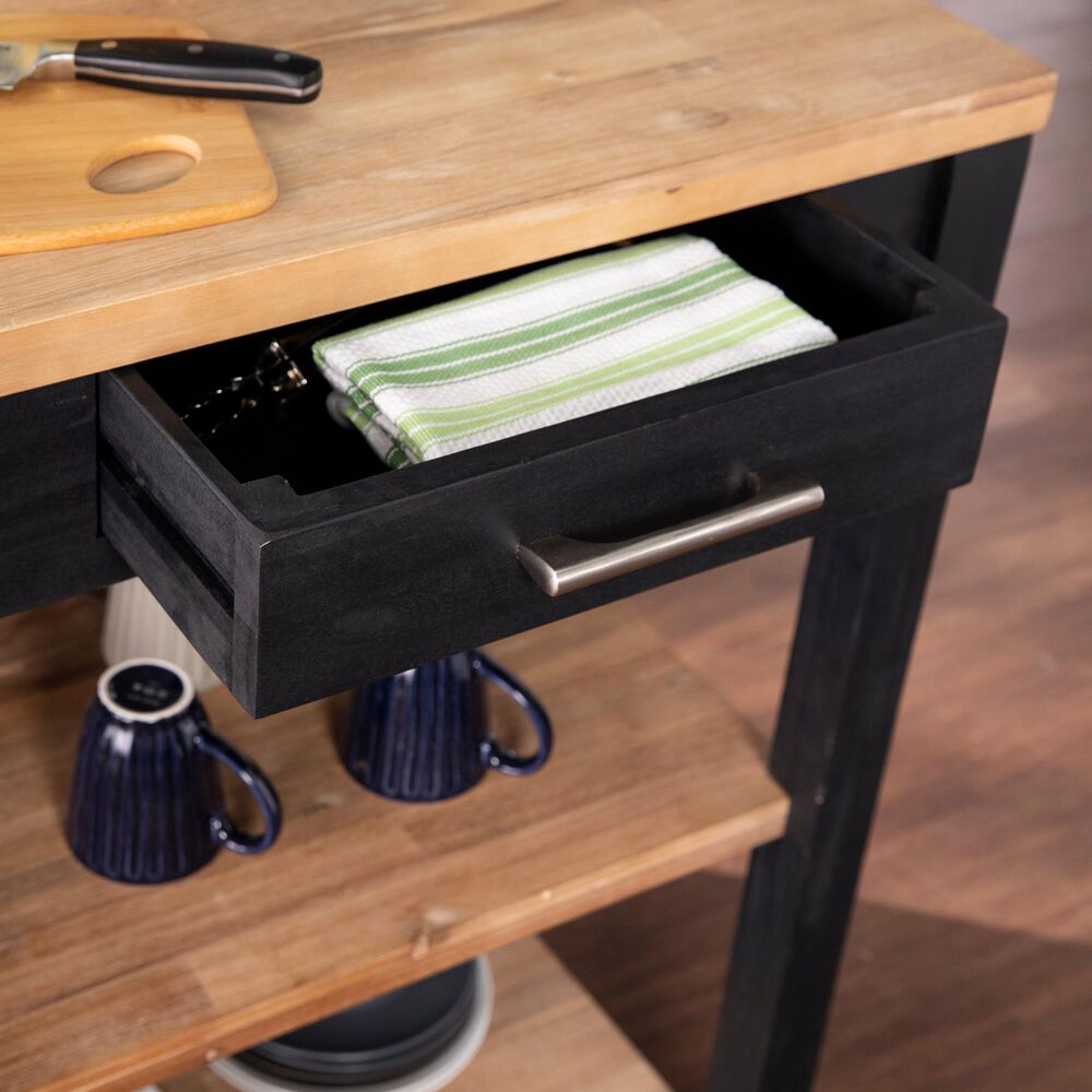 Southern Enterprises Berinsly 3-Piece Expandable Freestanding Kitchen Island Set in Black and Natural, , large