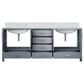 Lexora Home Jacques 80" Double Bathroom Vanity in Dark Grey with 2 cm White Carrara Marble Top and Rectangular Sinks, , large