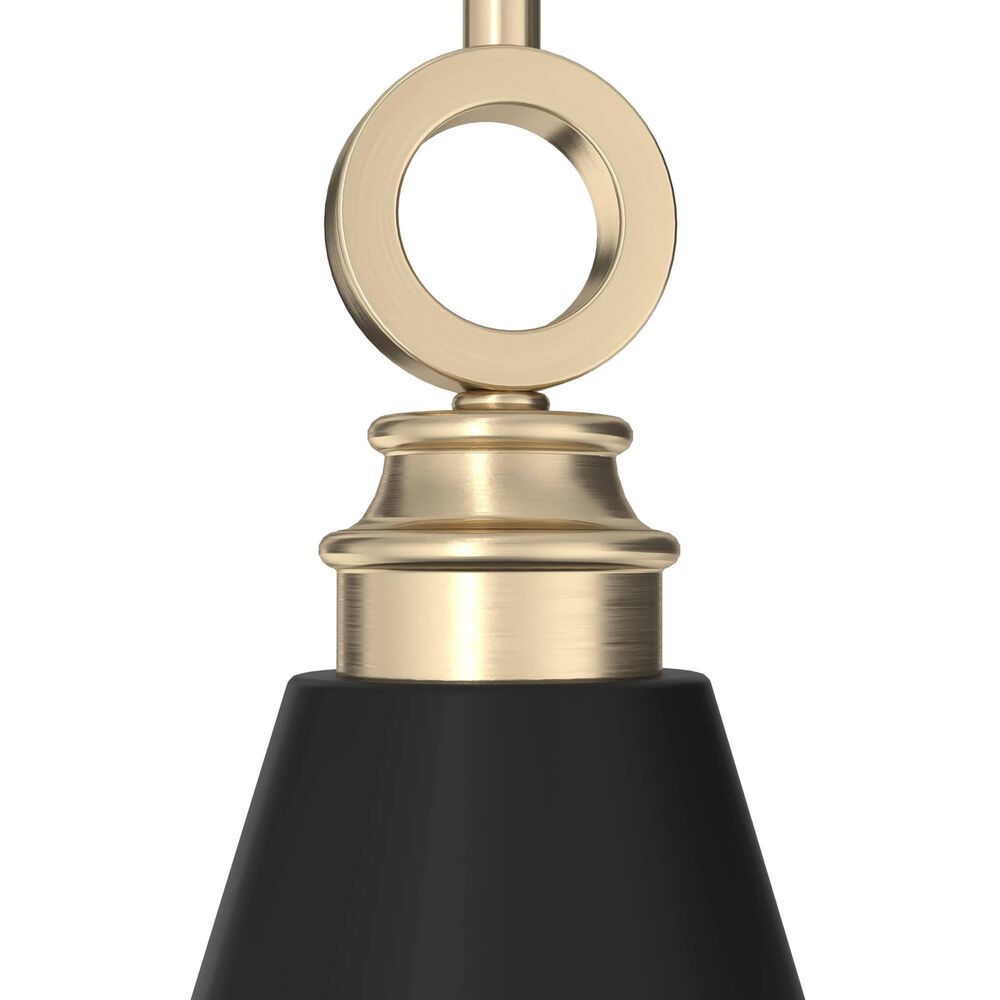 Hunter Klein 6&quot; 1-Light Pendant with Flat Matte Black Shade in Alturas Gold, , large