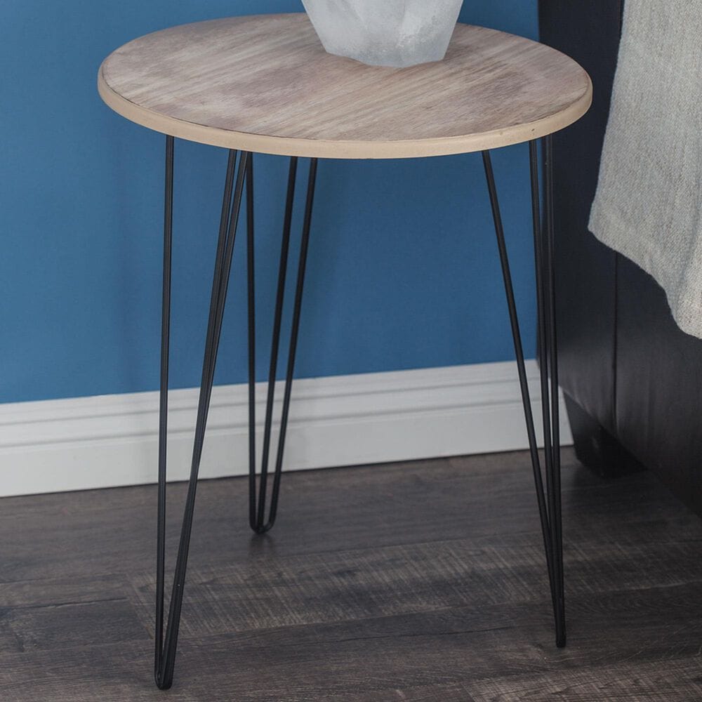 Maple and Jade Accent End Table with Hairpin Legs in Brown and Black, , large