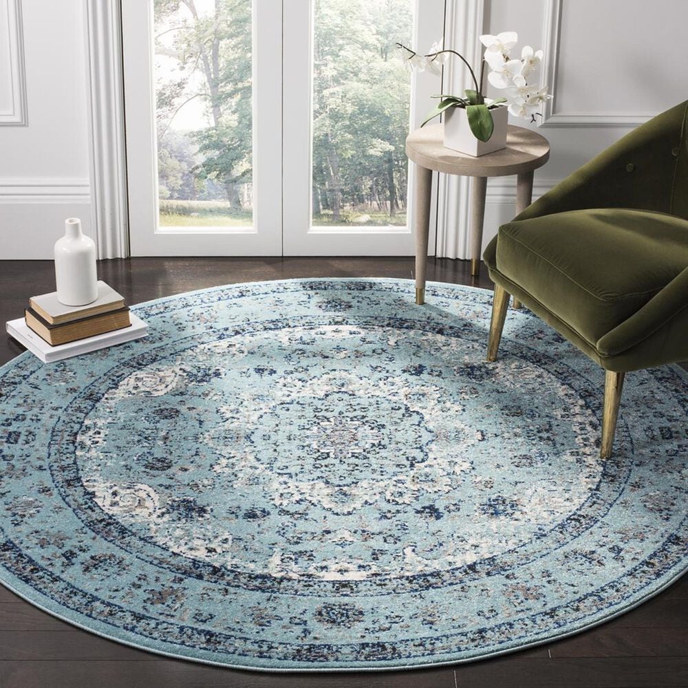 Safavieh Evoke EVK220E-5R 5"1" Round Light Blue/Light Blue Area Rug, , large