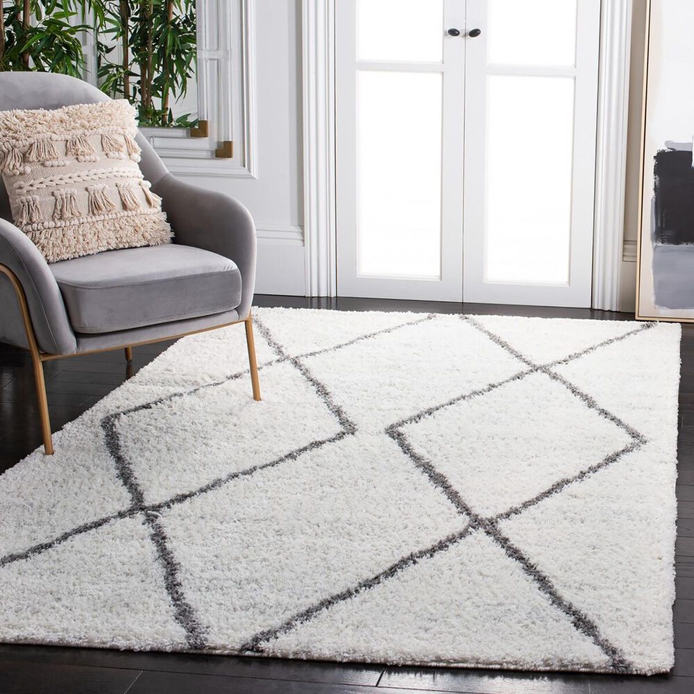 Safavieh August Shag 5&#39;5&quot; x 7&#39;7&quot; Ivory and Grey Area Rug, , large