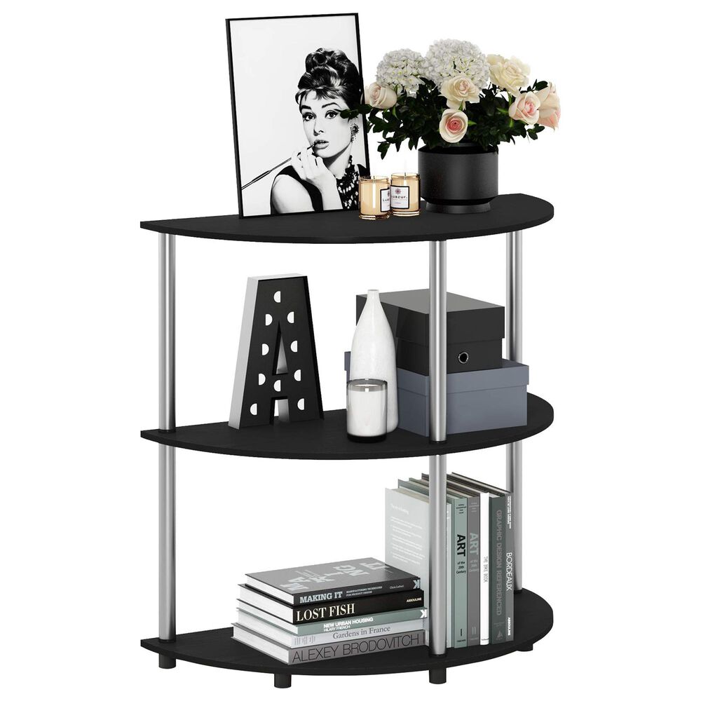 HOMLUX Turn-N-Tube 3-Tier Half Round Console Table in Black Oak, , large