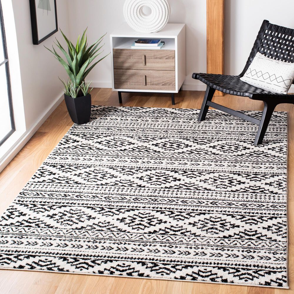 Safavieh Tulum TUL272B 5&#39;3&quot; x 7&#39;6&quot; Ivory and Black Area Rug, , large