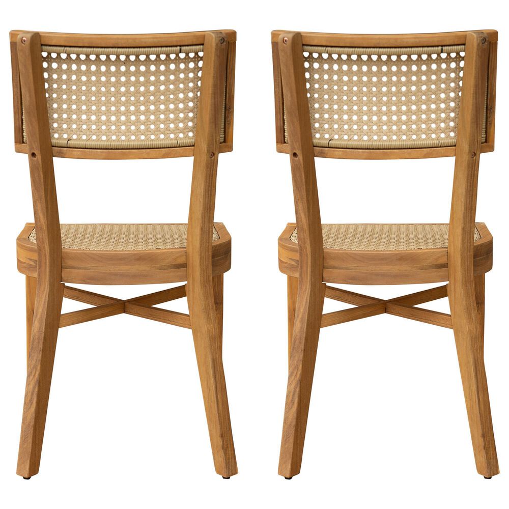 Hearth and Haven Netro Outdoor Dining Chair in Light Brown and Teak (Set of 2), , large