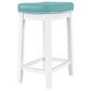Linon Home Decor Claridge Counter Stool with Teal Cushion in White, , large