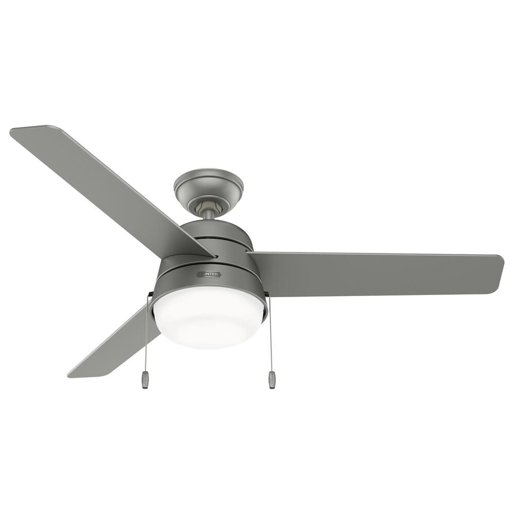 Hunter Aker 52" Outdoor Ceiling Fan with LED Lights in Matte Silver, , large