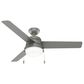 Hunter Aker 52" Outdoor Ceiling Fan with LED Lights in Matte Silver, , large