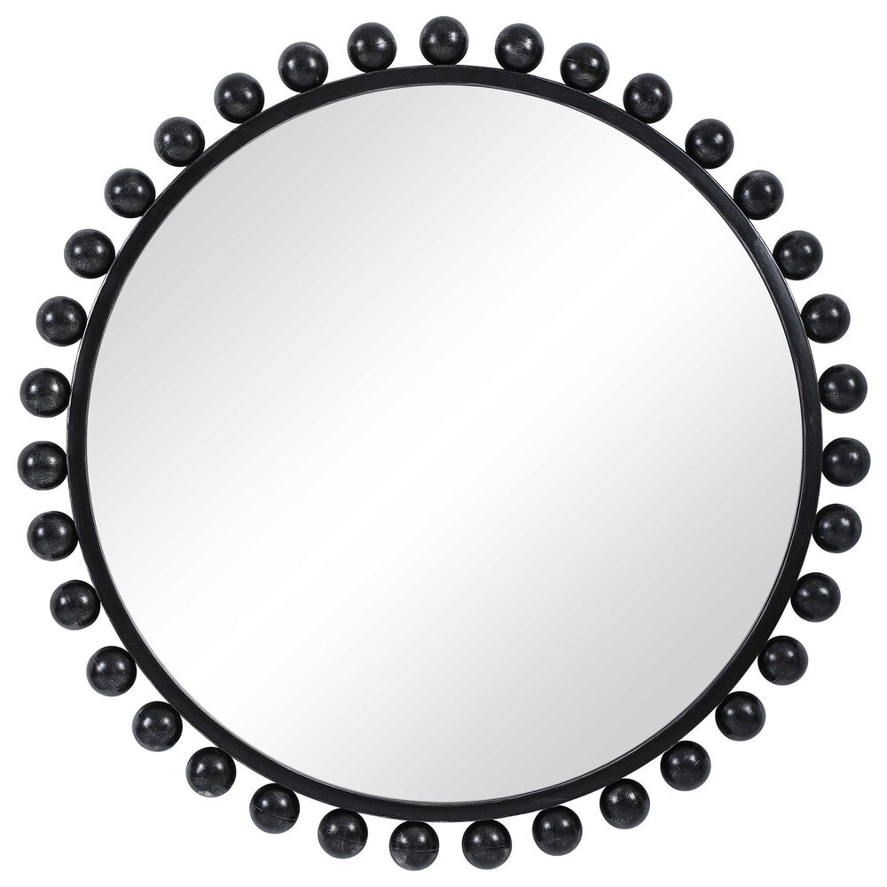 Uttermost Cyra Round Accent Wall Mirror in Distressed Black, , large