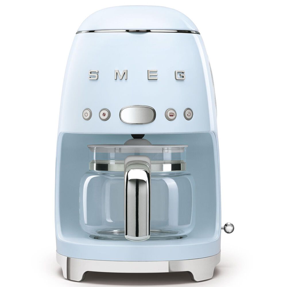 Smeg 47.34 Oz Drip Coffee Maker in Pastel Blue and Polished Chrome, , large