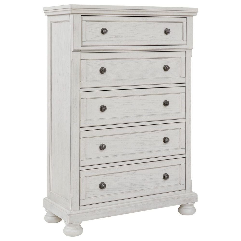 Ashley Robbinsdale 5 Drawer Double Knob Chest in Antique White, , large