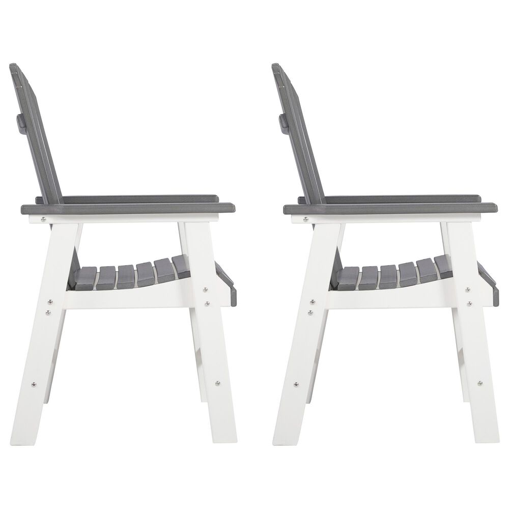 Ashley Transville Patio Arm Chair in Gray and White &#40;Set of 2&#41;, , large