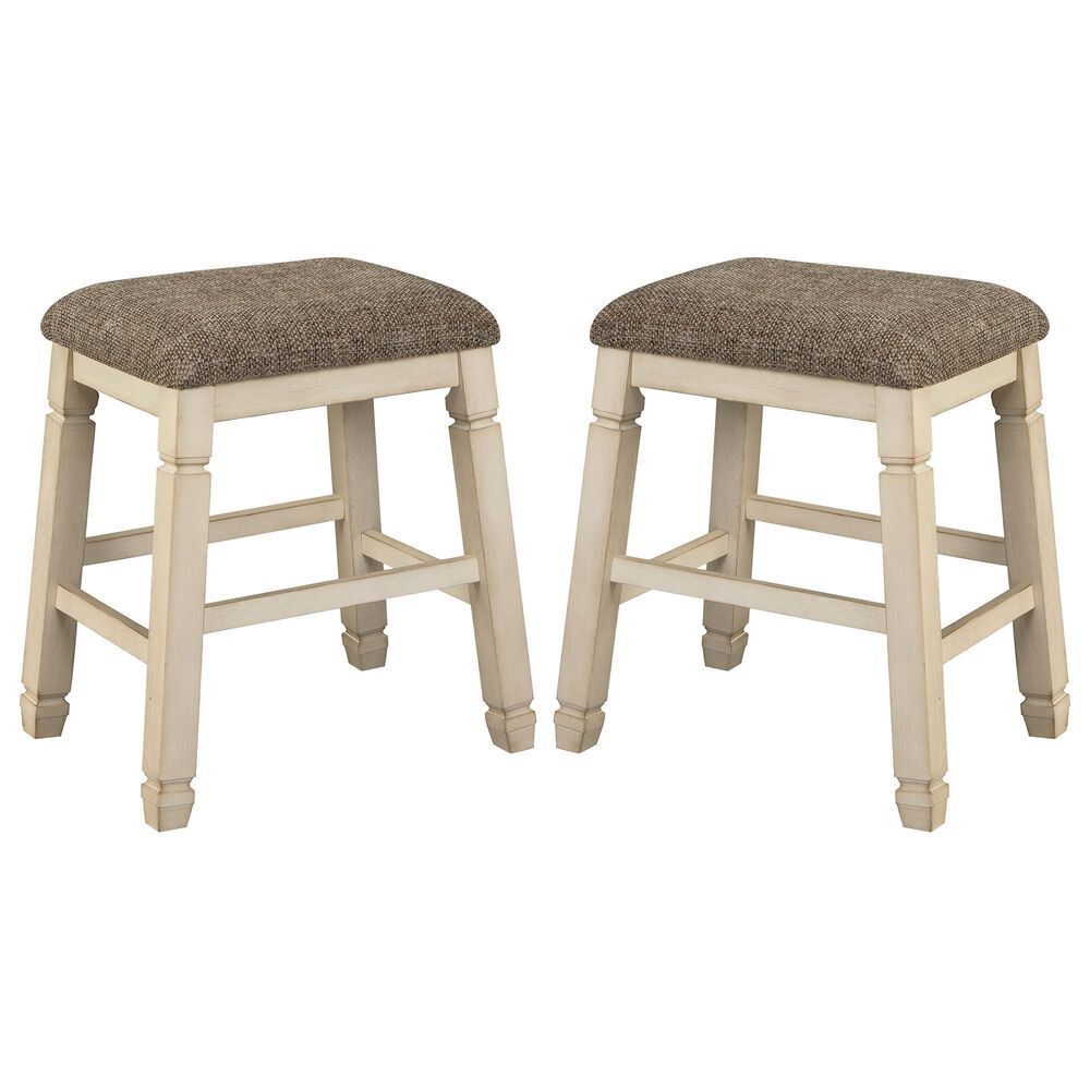 Ashley Bolanburg Upholstered Stool in Antique White &#40;Set of 2&#41;, , large