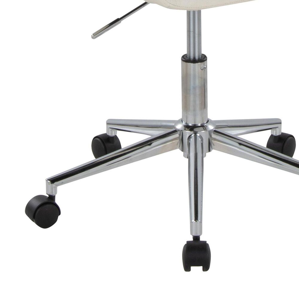 LumiSource Margarite Swivel Task Chair with Cream Faux Leather Cushion in Chrome, , large