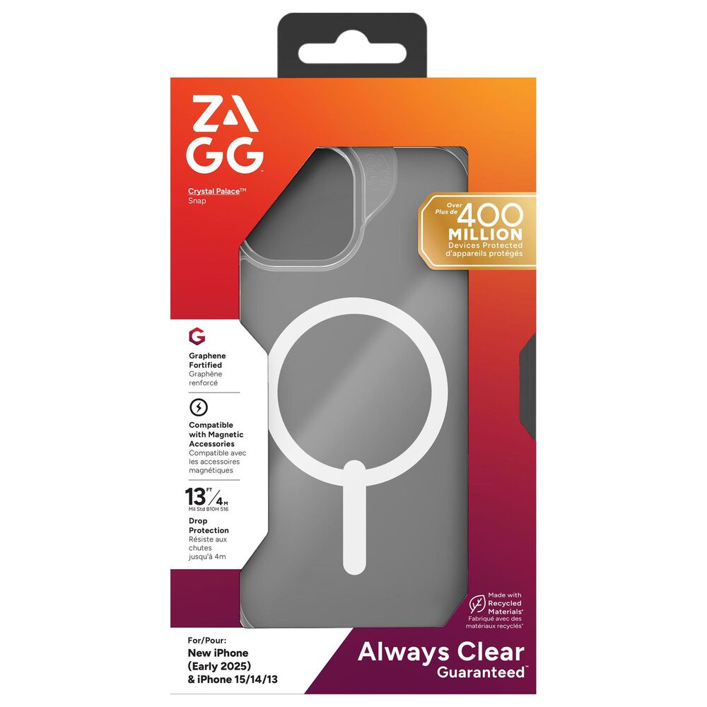 Zagg Crystal Palace Snap MagSafe Case for Apple iPhone 16e/15/14/13 in Clear, , large
