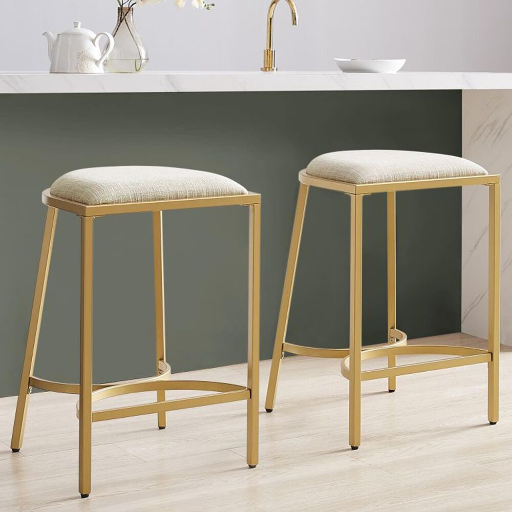 Crosley Furniture Ellery 24" Counter Stool in Oatmeal (Set of 2), , large