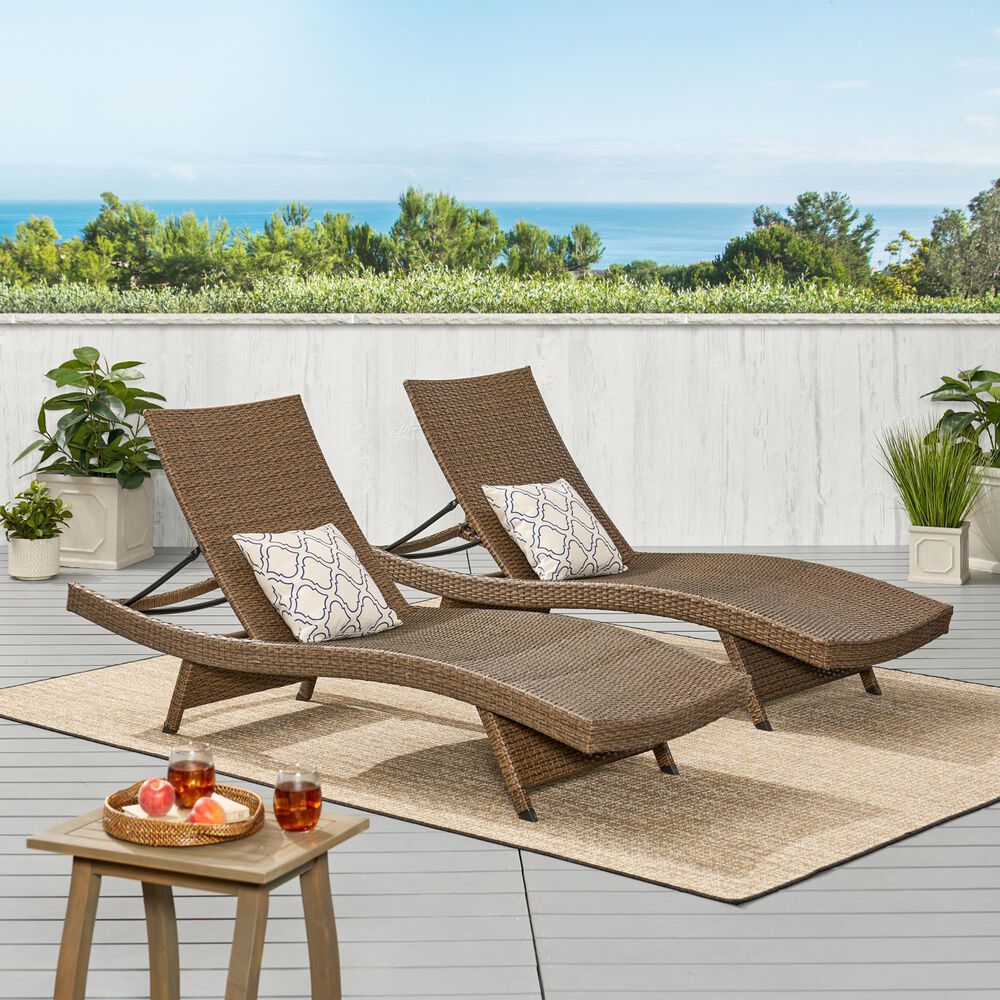 Noble House Salem Patio Chaise Lounge in Mixed Mocha &#40;Set of 2&#41;, , large