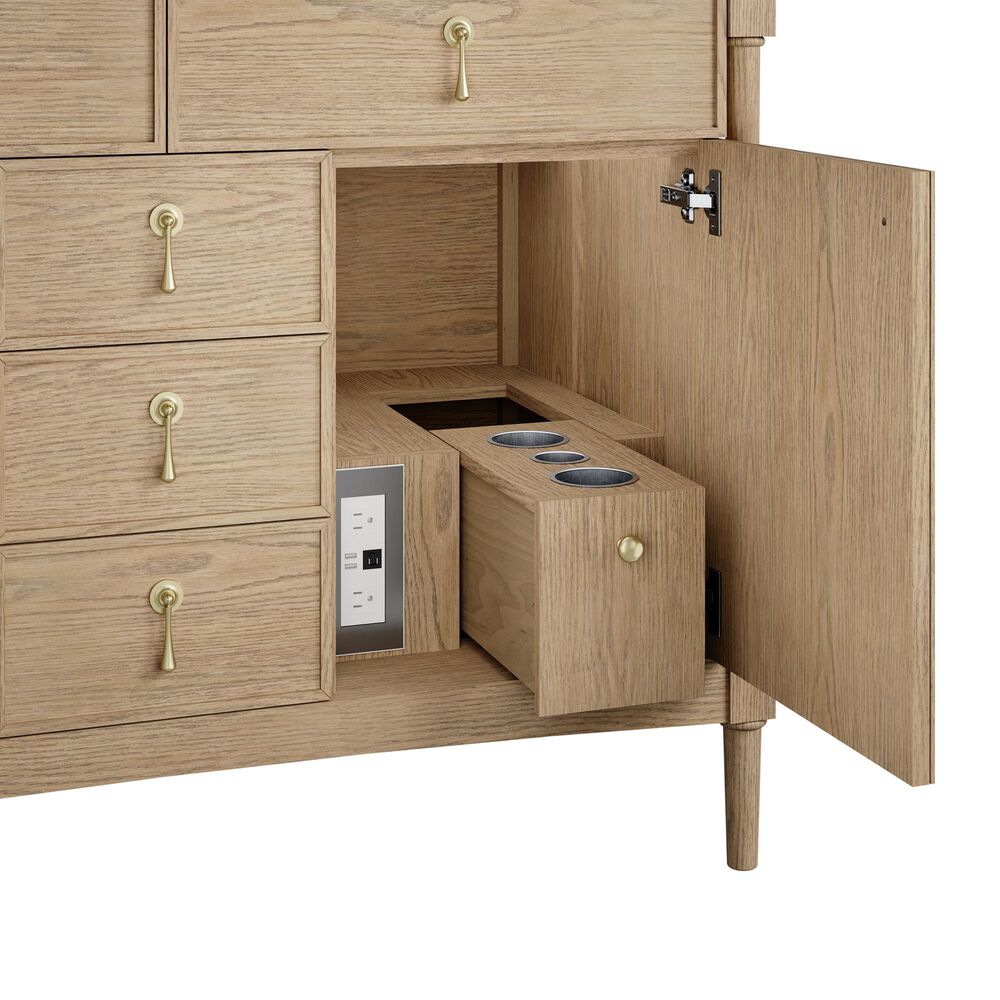 James Martin Kinnsden 48" Single Bathroom Vanity in Weathered Oak with 3 cm Tajnar Eclos Top, Rectangular Sink and FreePower Wireless Charger, , large