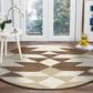 L&R Resources Sinuous Rustic Southwest Geometric 4" Round Brown, Tan and Cream Area Rug, , large