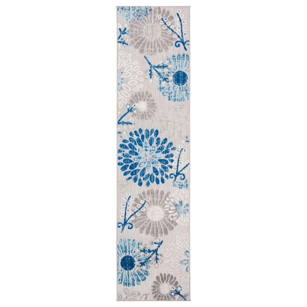 Safavieh Cabana CBN832F 2" x 10" Grey and Blue Indoor/Outdoor Performance Runner, , large