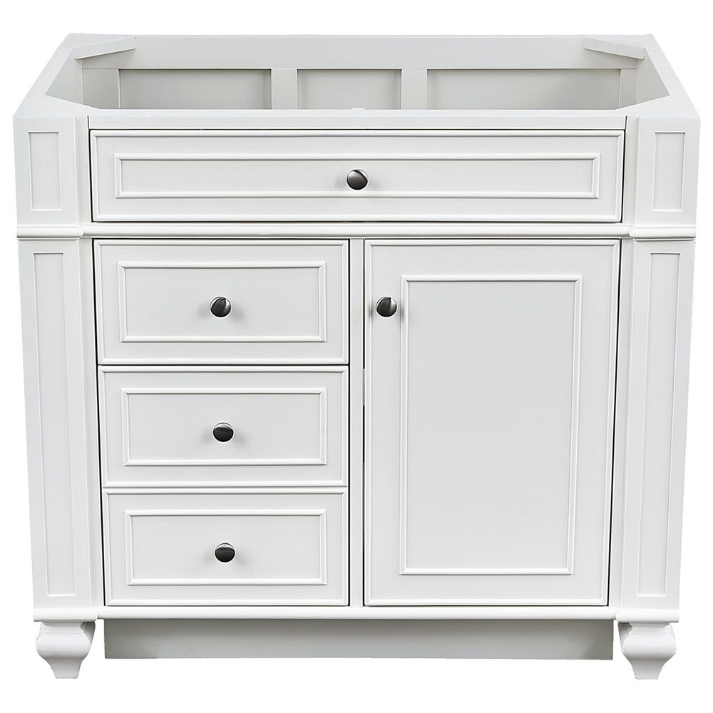 James Martin Vanities Bristol 36&quot; Single Bathroom Vanity in Bright White with Single Hole 3 cm White Zeus Quartz Top and Rectangular Sink, , large