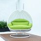 Leisuremod 2-Seat Hanging Egg Swing Chair with Light Green Cushion in White, , large