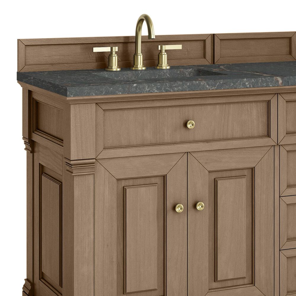 James Martin Vanities Brookfield 72&quot; Double Bathroom Vanity in Pecan with 3cm Parisien Bleu Quartz Top and Rectangular Sinks, , large