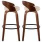 LumiSource Grotto 30" Swivel Barstool with Cream Faux Leather Upholstery in Walnut and Black (Set of 2), , large