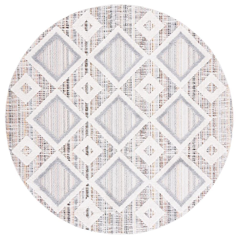 Safavieh Marrakesh Southwestern 6"7" Round Grey and Multicolor Area Rug, , large