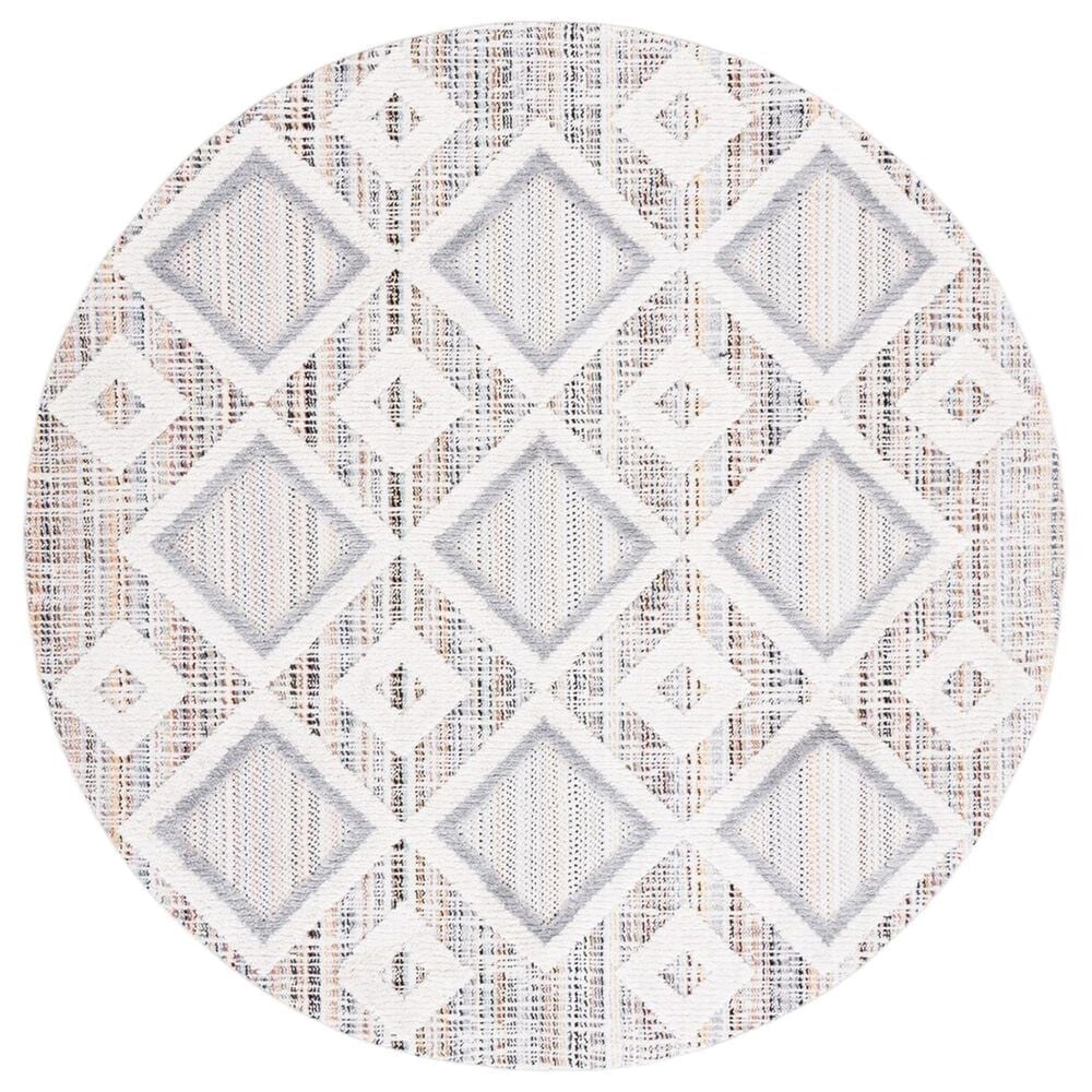 Safavieh Marrakesh Southwestern 6"7" Round Grey and Multicolor Area Rug, , large