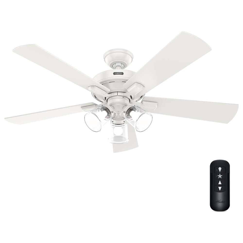 Hunter Crestfield 52" Remote Ceiling Fan with LED Lights in Fresh White, , large