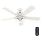 Hunter Crestfield 52" Remote Ceiling Fan with LED Lights in Fresh White, , large