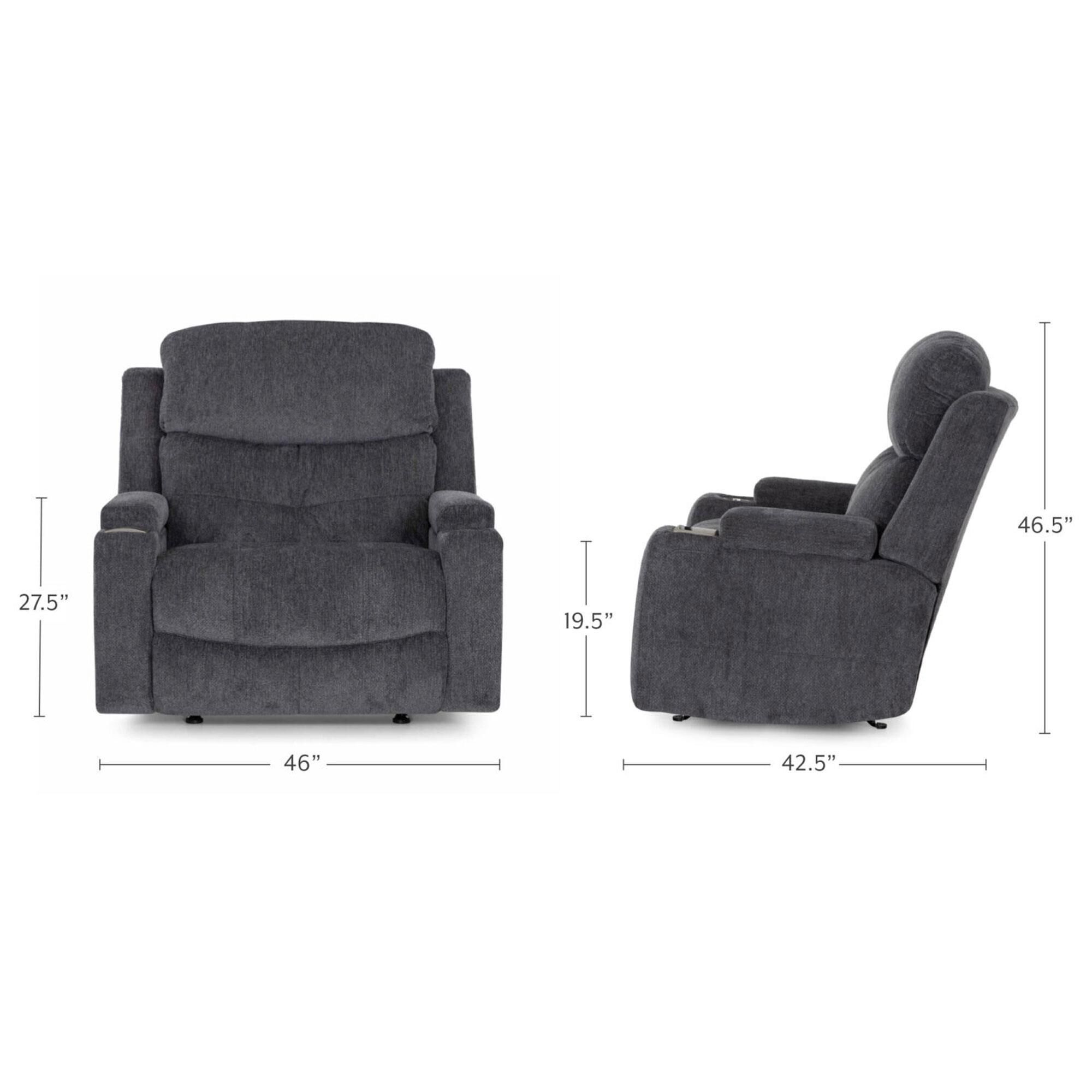 Moore Furniture Arlington Power Chair and A Half Recliner in Monroe Ebony NFM