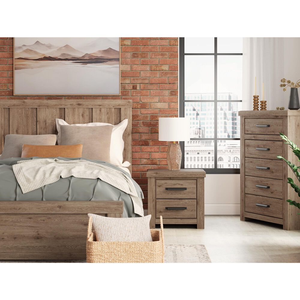 Ashley Oliandon 2 Drawer Nightstand in Light Brown with Charging Capabilities, , large